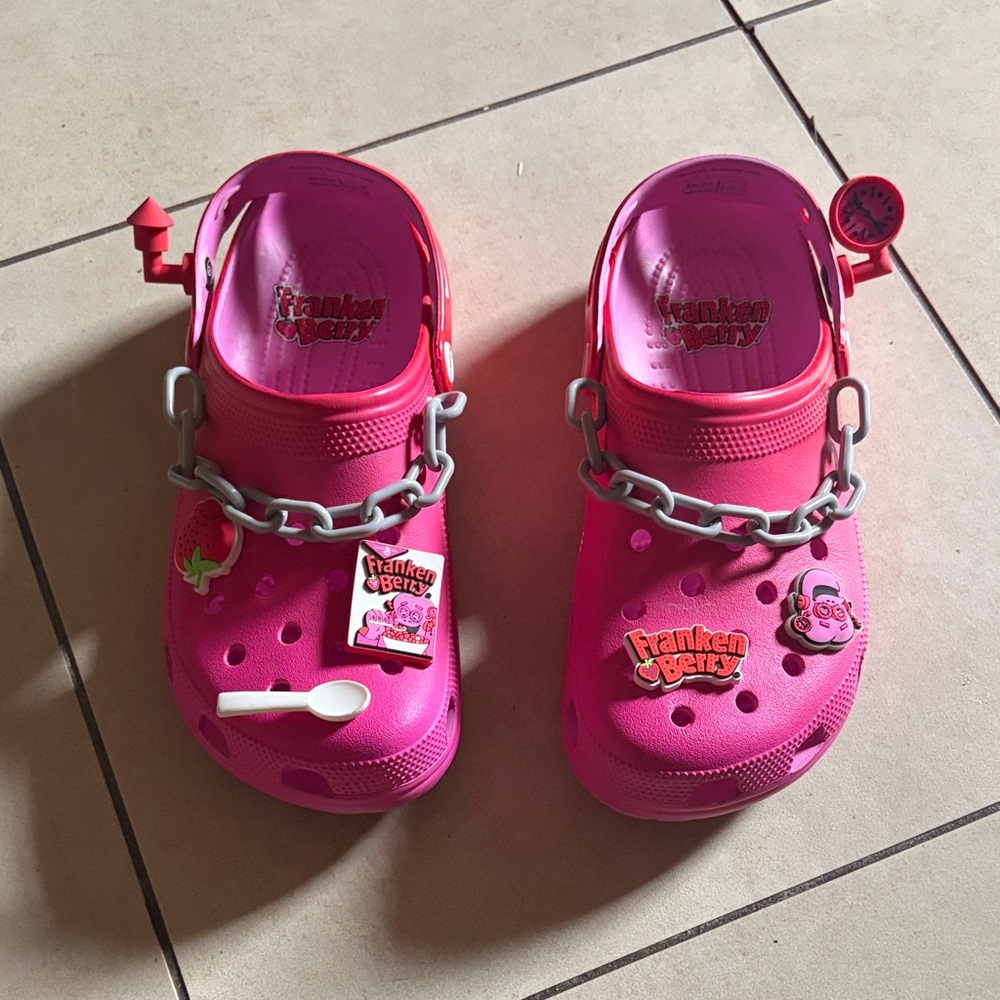 CROCS Pink Franken Berry Charm Clogs